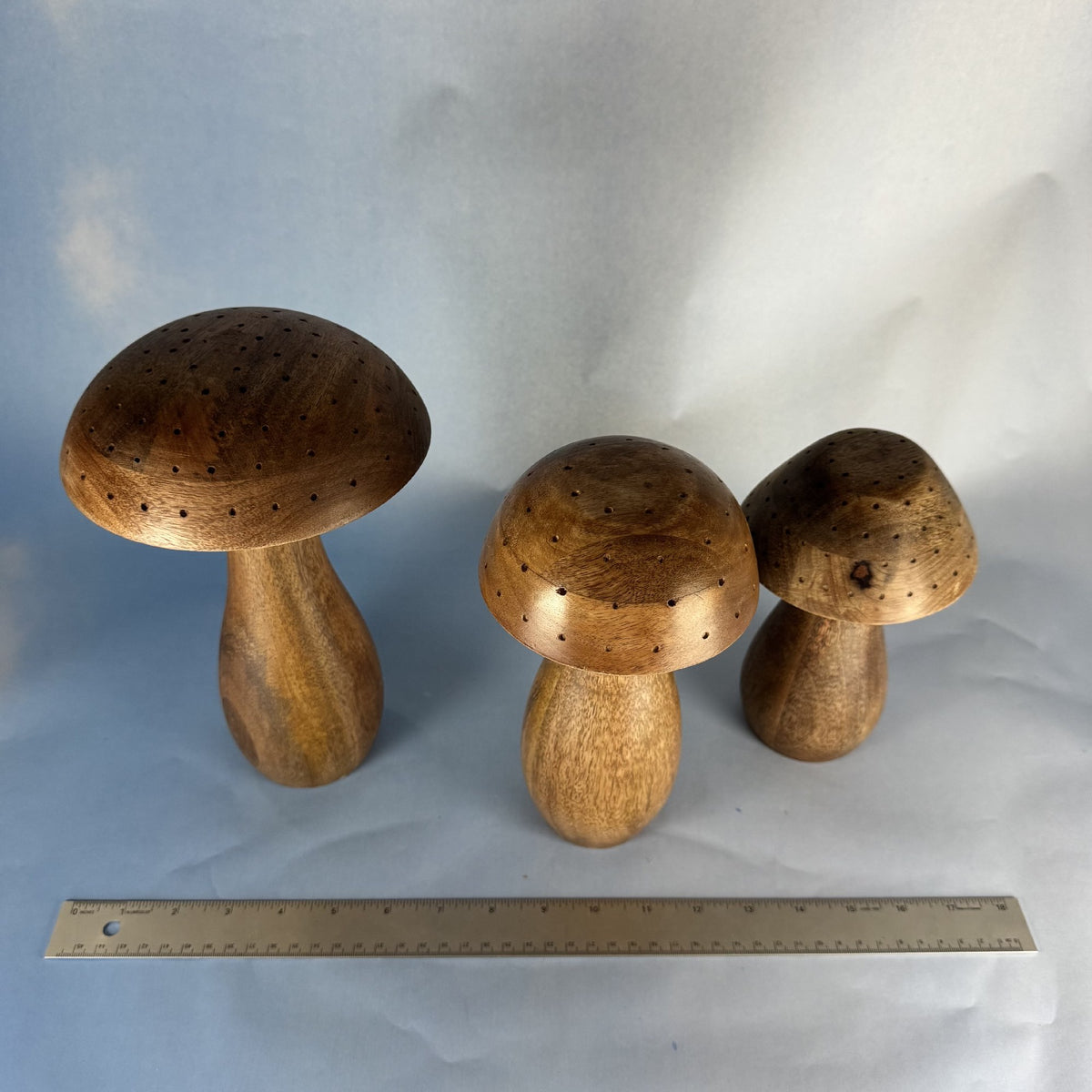 Three Sweet Wooden Mushrooms