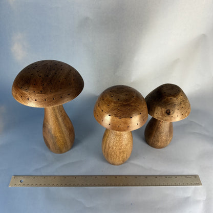 Three Sweet Wooden Mushrooms