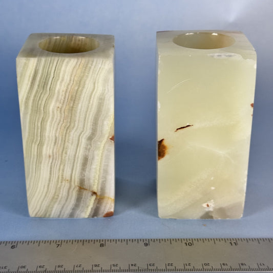 Pair of Vintage Onyx Candle Holders