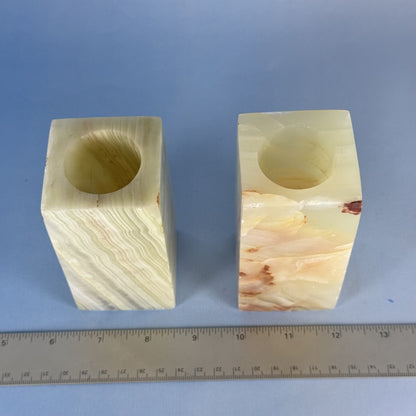 Pair of Vintage Onyx Candle Holders