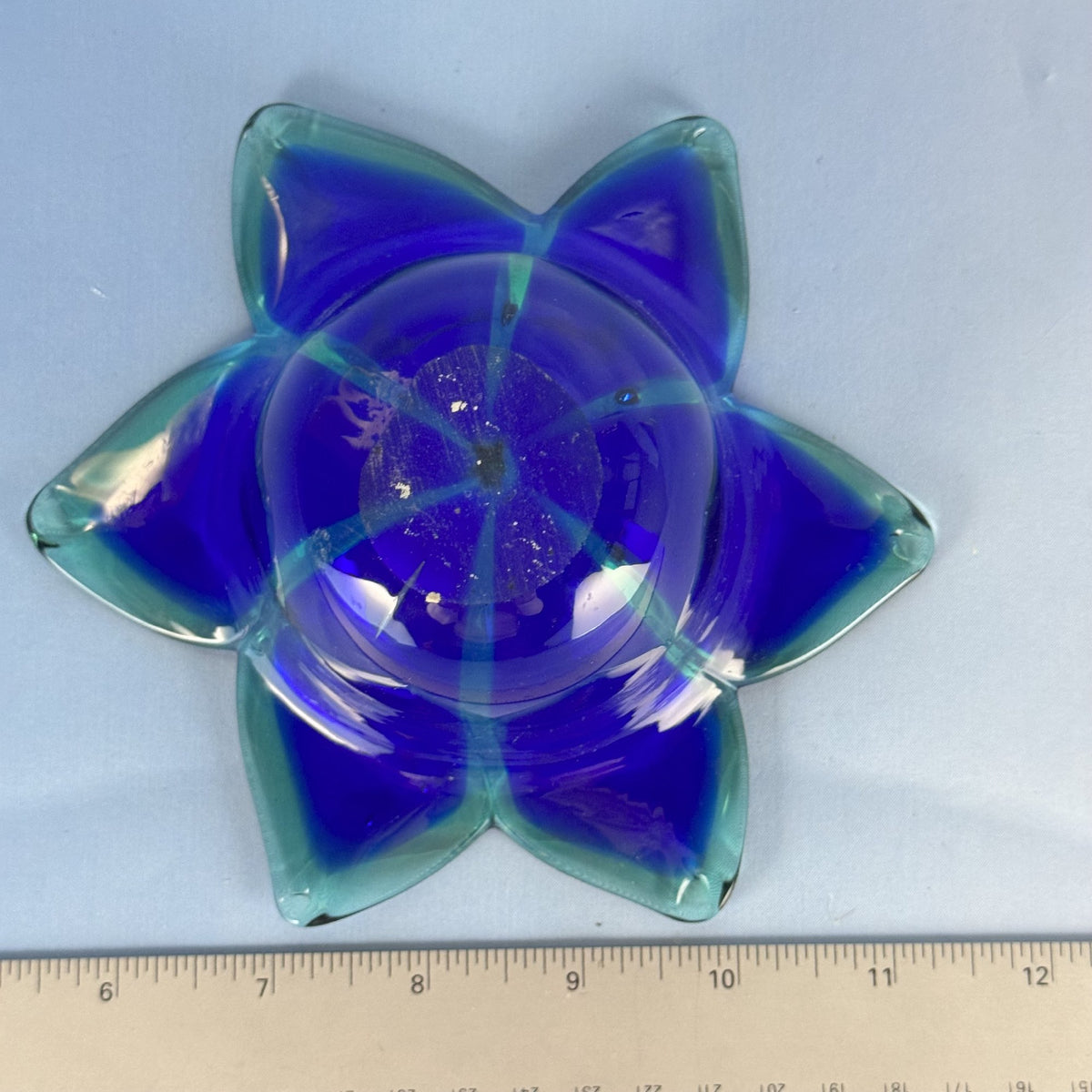 Vintage Blue and Green Murano Art Glass Dish