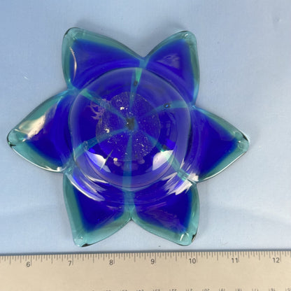 Vintage Blue and Green Murano Art Glass Dish