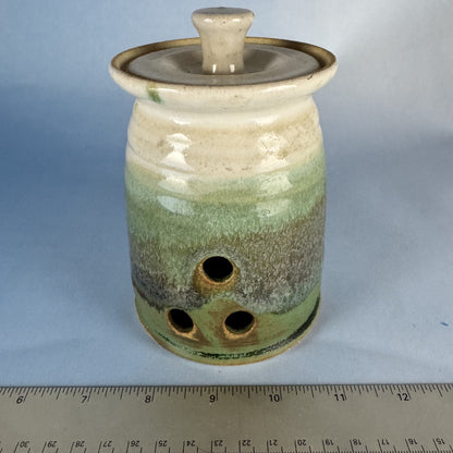 Ceramic Lidded and Vented Garlic Keeper