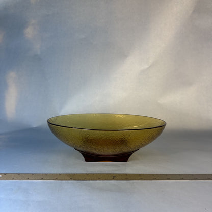 Hazel-Atlas Glass Amber Bowl in Colony Square Pattern