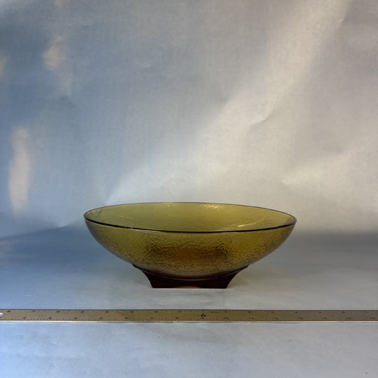 Hazel-Atlas Glass Amber Bowl in Colony Square Pattern