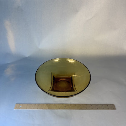 Hazel-Atlas Glass Amber Bowl in Colony Square Pattern