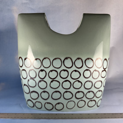 Celadon and Brown Portugese Flat Ceramic Vase