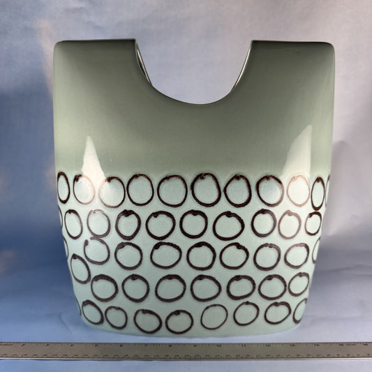 Celadon and Brown Portugese Flat Ceramic Vase