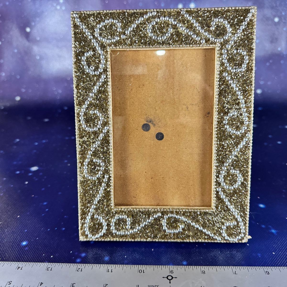 Bronze and Pearl-Beaded Picture Frame