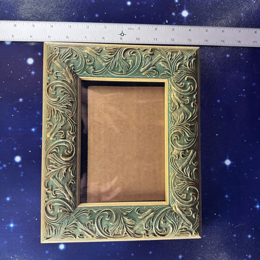 "Engraved" Resin Green and Gold Frame