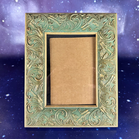 "Engraved" Resin Green and Gold Frame
