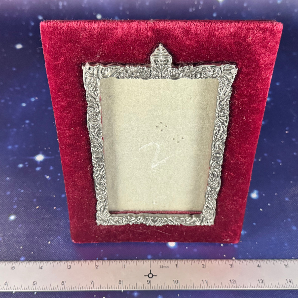 Red Velvet Frame Trimmed in Metal