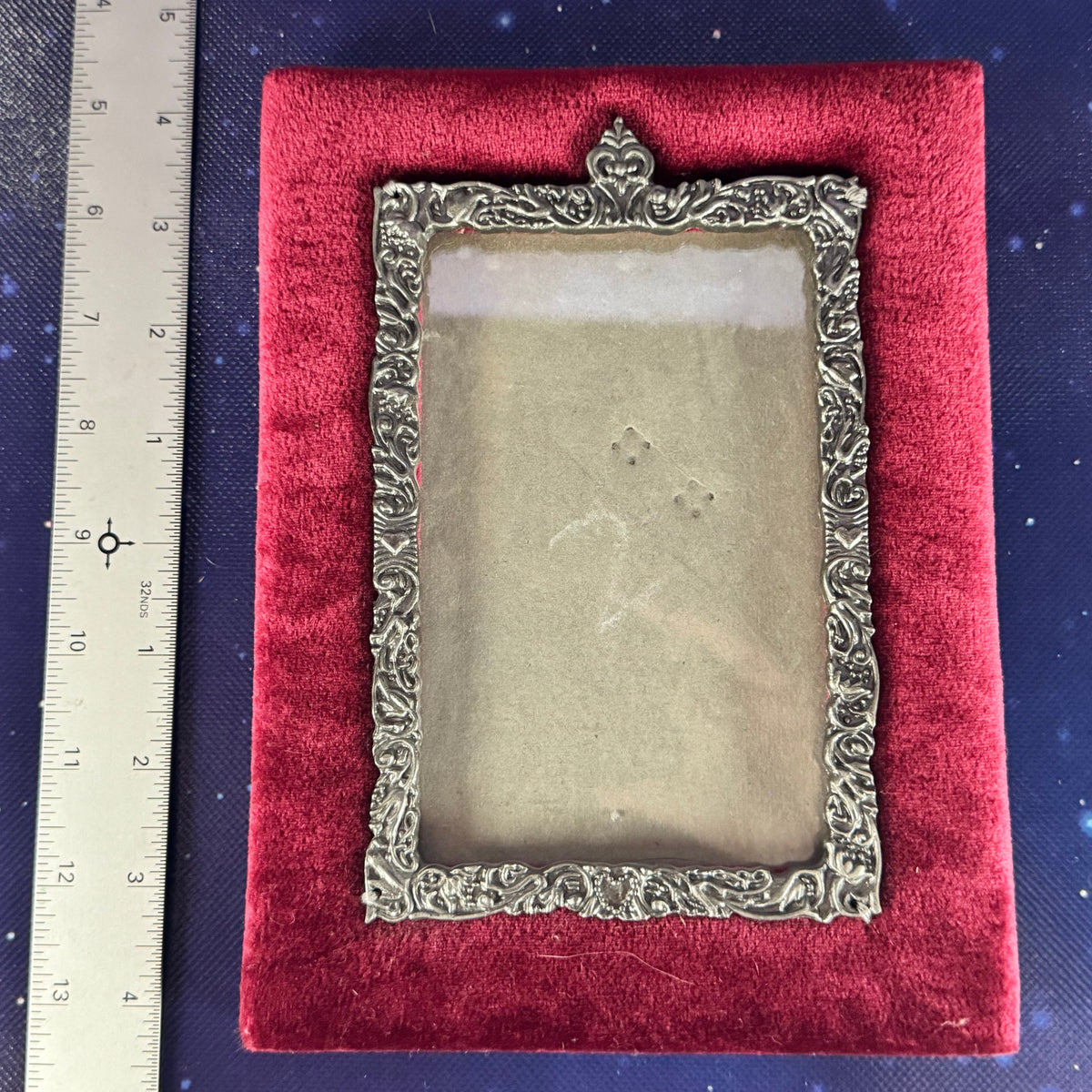 Red Velvet Frame Trimmed in Metal