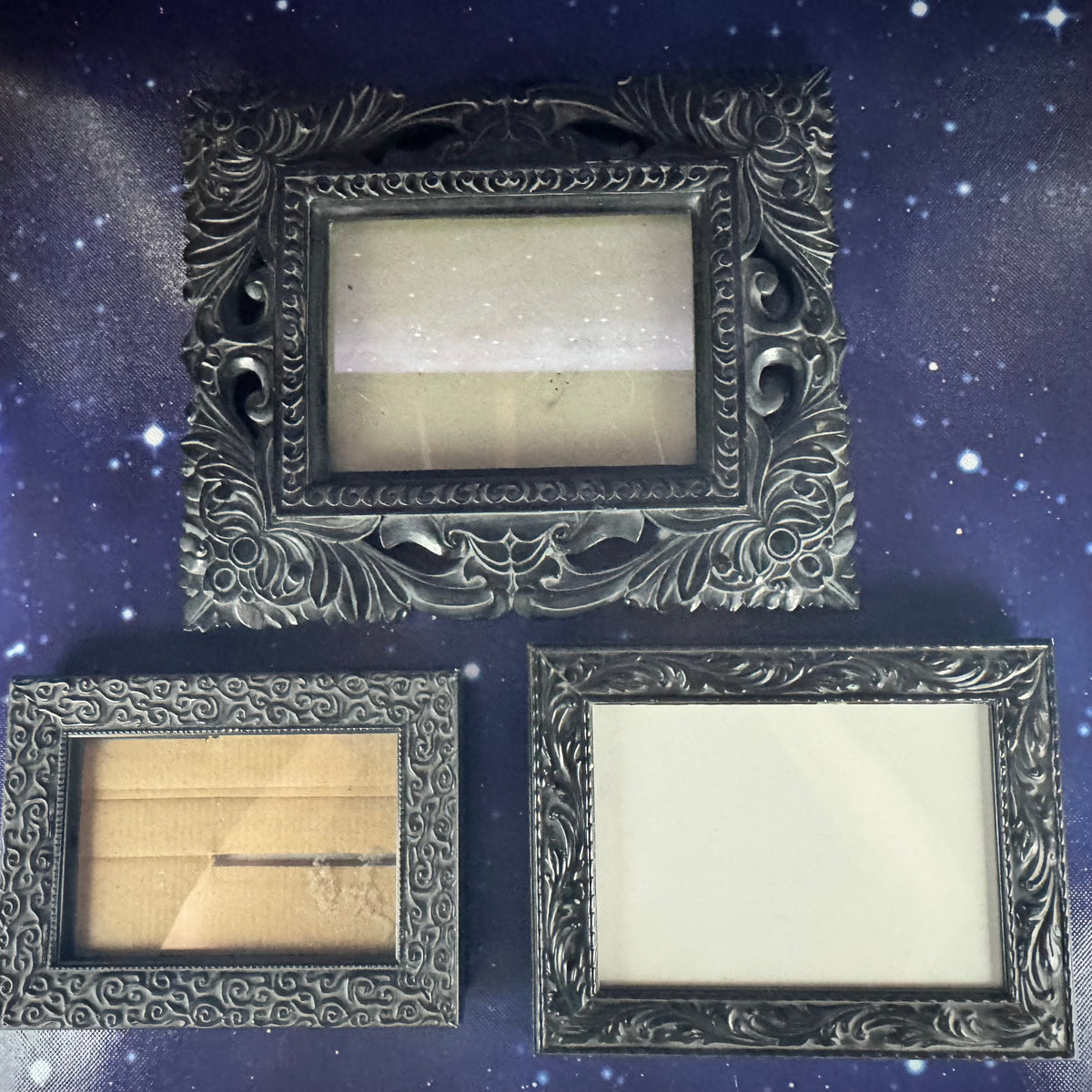 Trio of Dramatic Black Resin, "Embossed" Frames