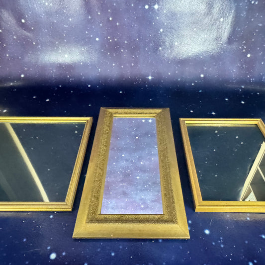 Pair of Gold-Toned Frames and Framed Mirror