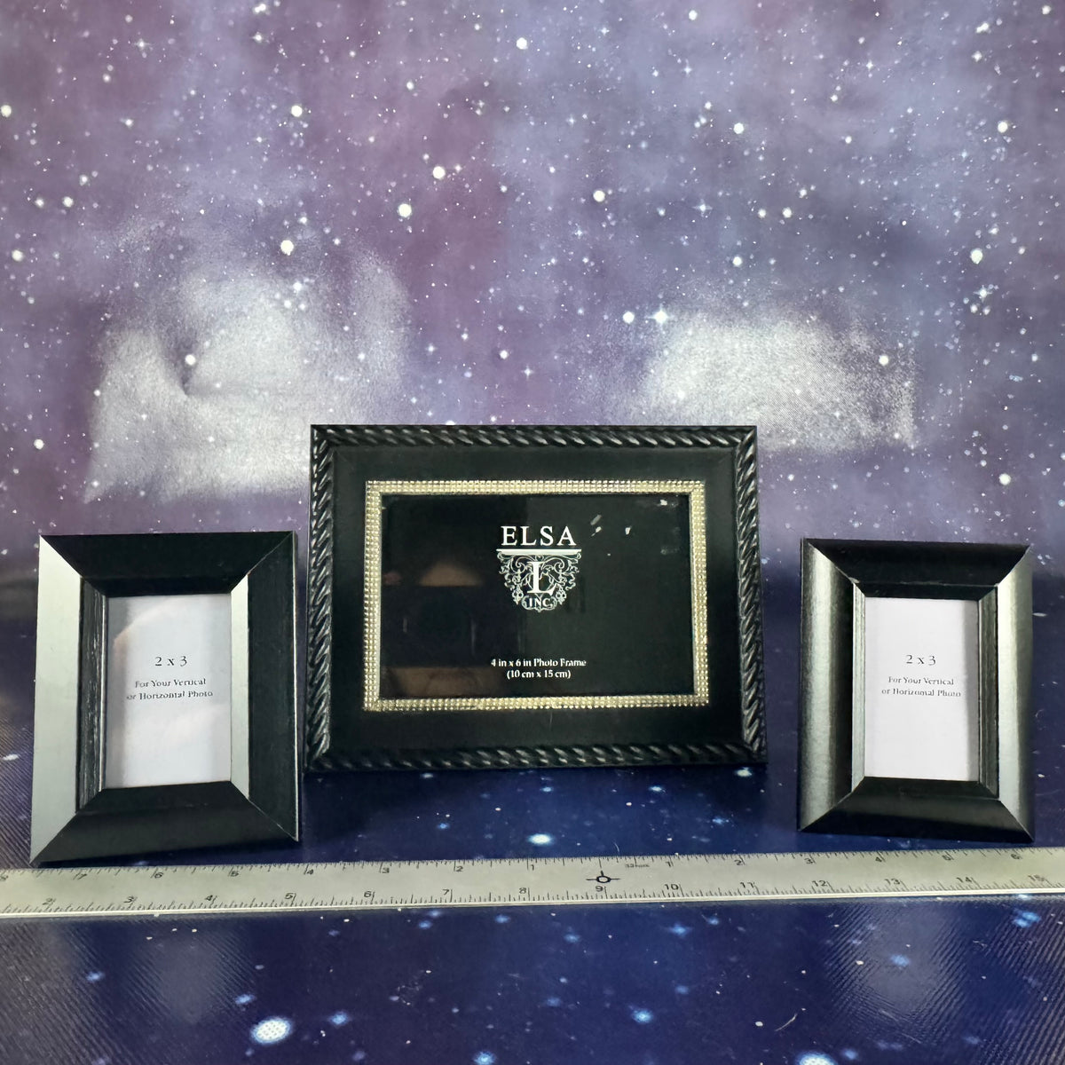 Trio of Black Frames with Silver Tone Embellishments