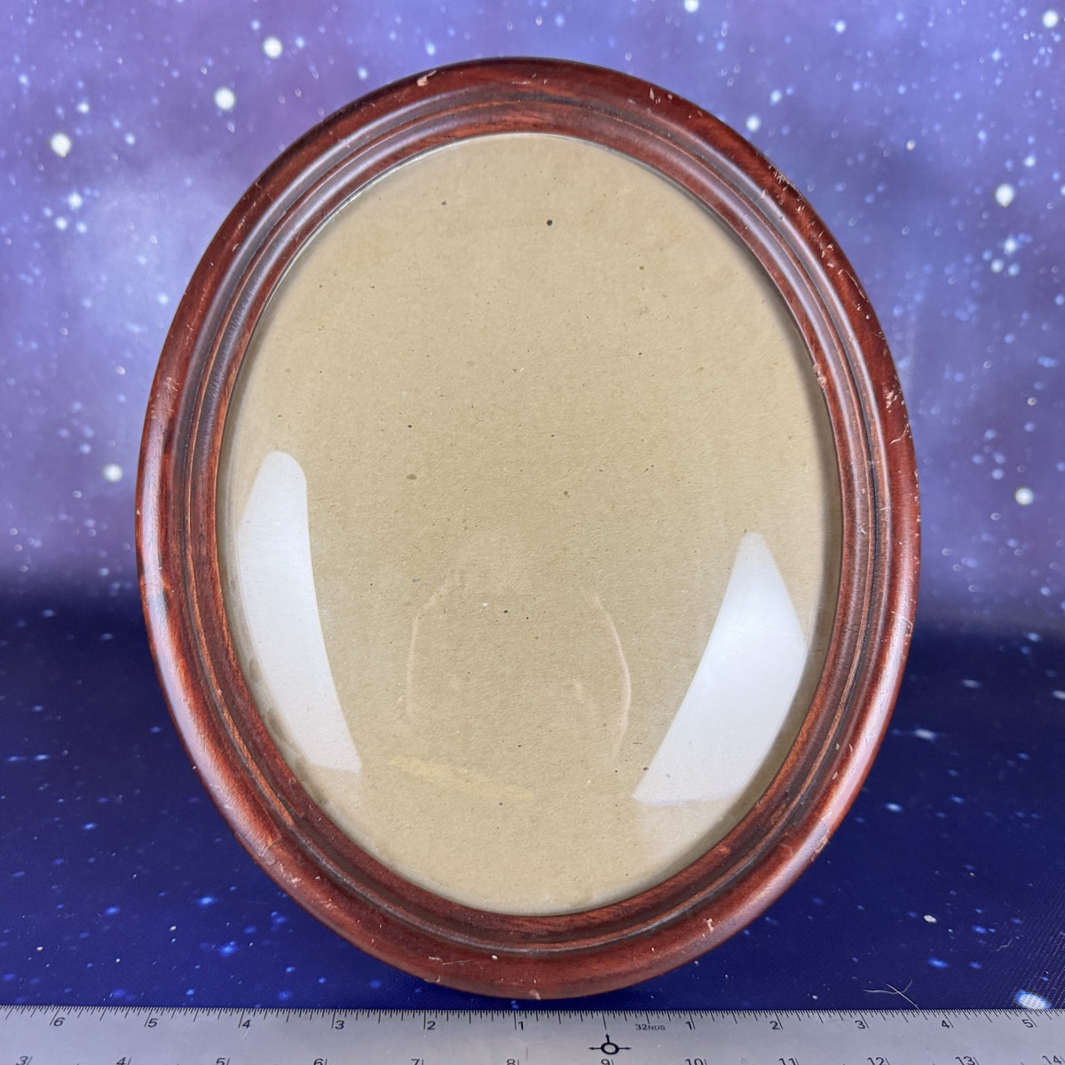Oval, Brown Antique Frame with Domed Glass
