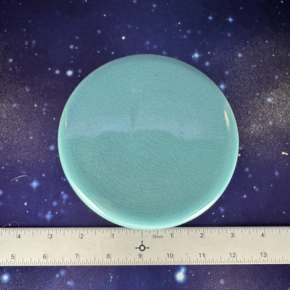 Blue Ceramic Circular Lidded Jewelry Trinket Box