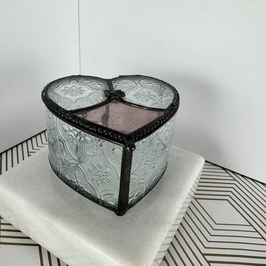 Glass Art Heart-Shaped Keepsake Box