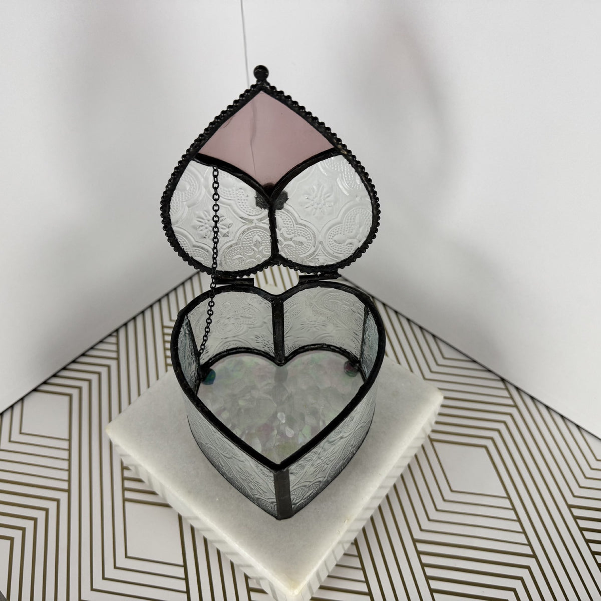 Glass Art Heart-Shaped Keepsake Box