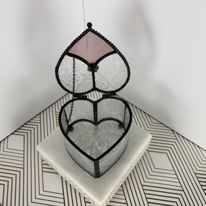 Glass Art Heart-Shaped Keepsake Box