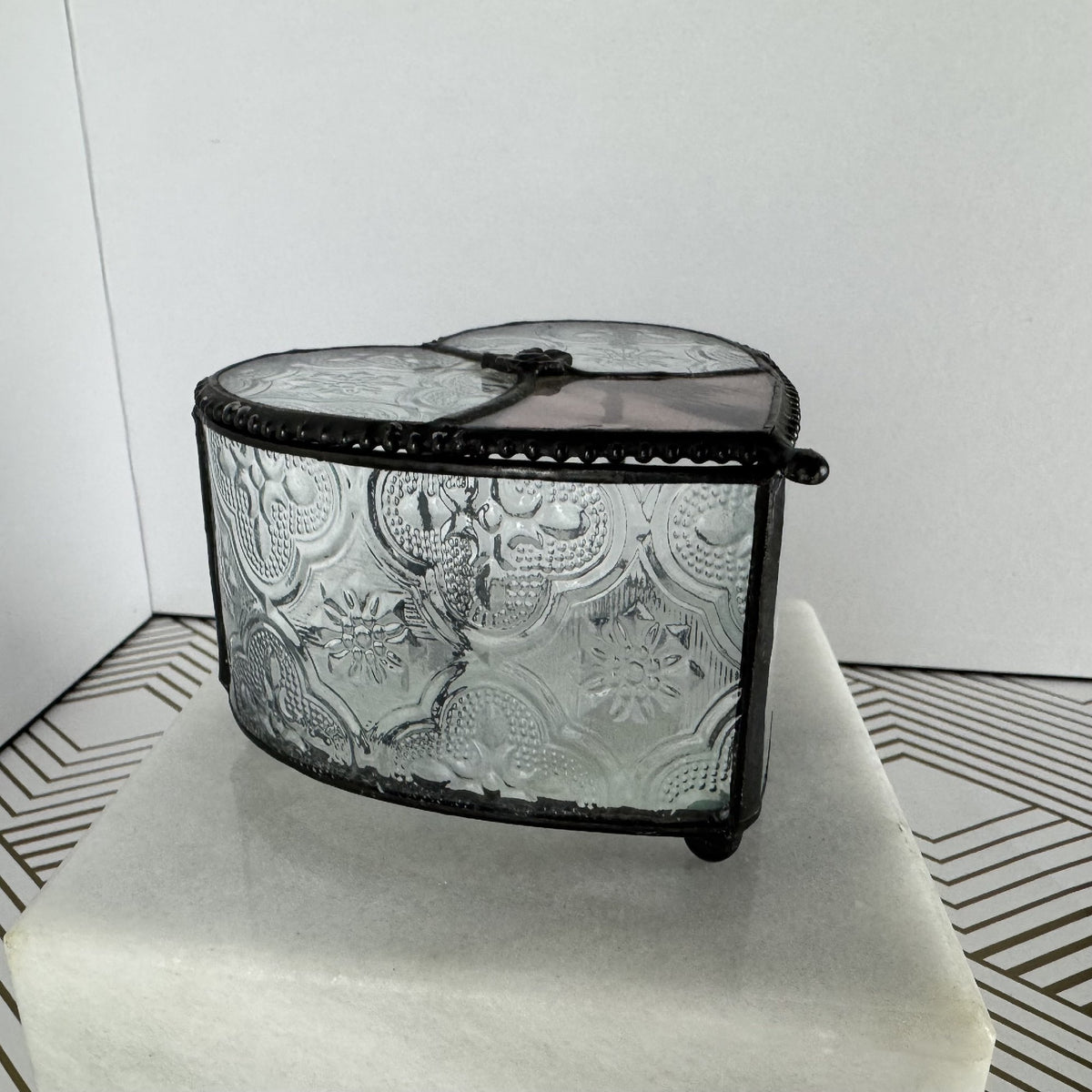 Glass Art Heart-Shaped Keepsake Box