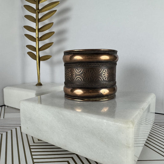 Copper Cuff Bracelet with Tribal Etchings