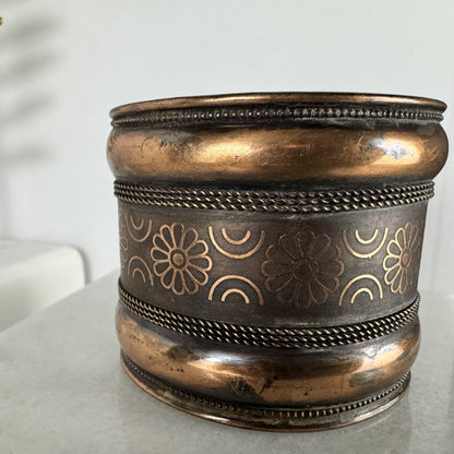 Copper Cuff Bracelet with Tribal Etchings