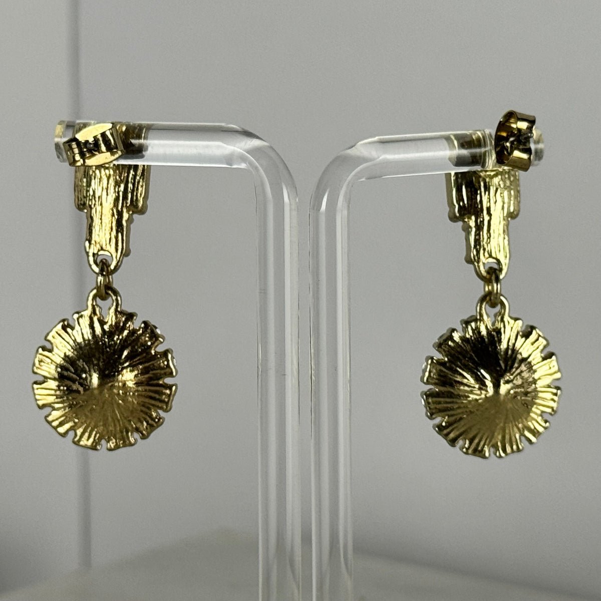 Gold Filled Vintage Earrings with Pink Faceted Glass