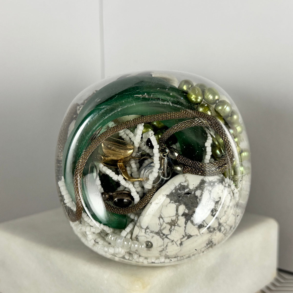 Jar of Costume Jewelry with Watches and Semi-Precious Stones