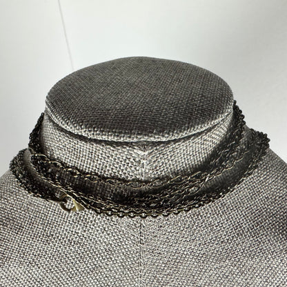 Oval Crystal Costume Necklace with Gunmetal Chain