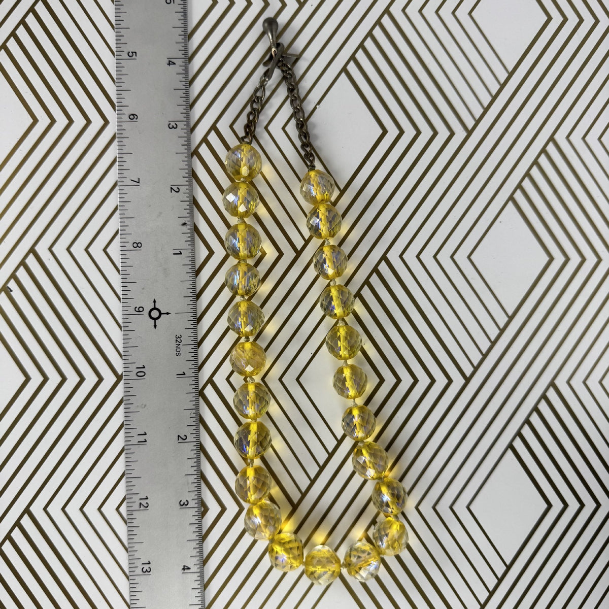 Antique Yellow Uranium Vaseline Glass Beaded Necklace