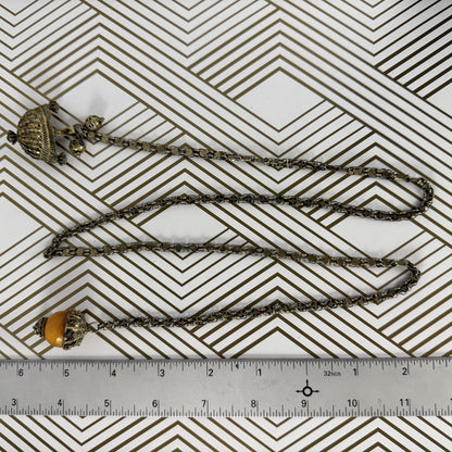 Brass Indian Lariat with Faux Butterscotch Amber
