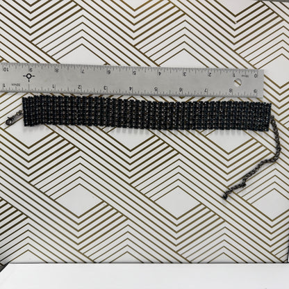 Vintage Teal Blue Rhinestone Choker in Gunmetal Black Metal