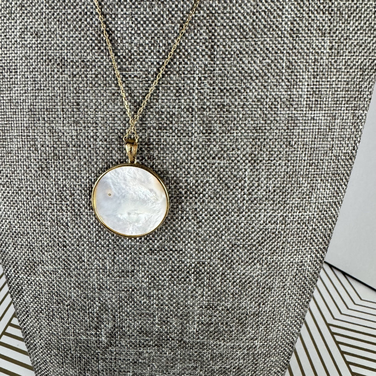 Ross Simons 14k Gold and Mother-of-Pearl Seascape Pendant and Chain