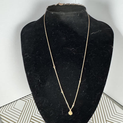 Rose-gold Station Necklace with Pink Druzy Quartz Pendant
