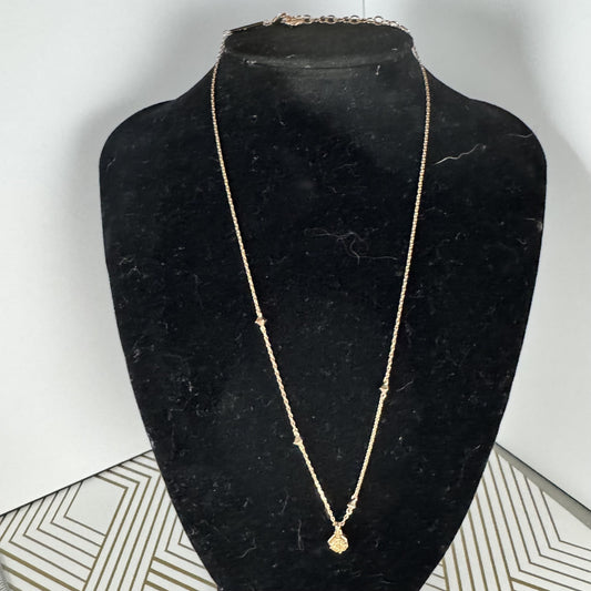 Rose-gold Station Necklace with Pink Druzy Quartz Pendant