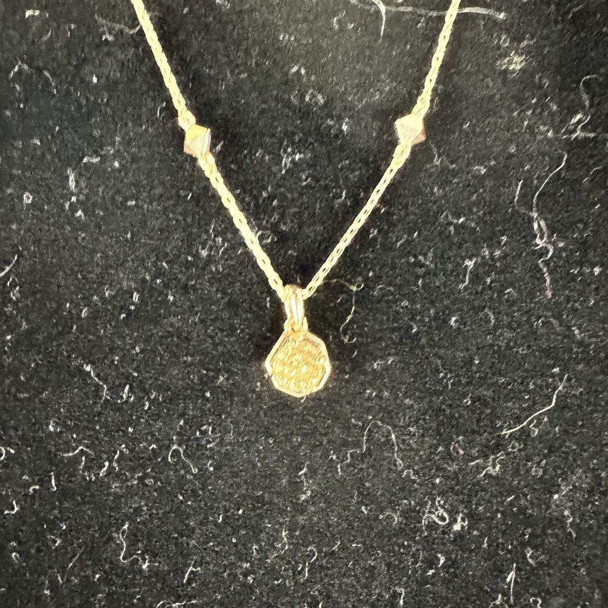 Rose-gold Station Necklace with Pink Druzy Quartz Pendant