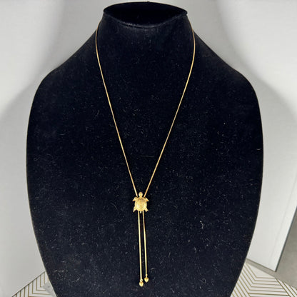 Adjustable Gold-Filled Lariat Necklace with Turtle Clasp