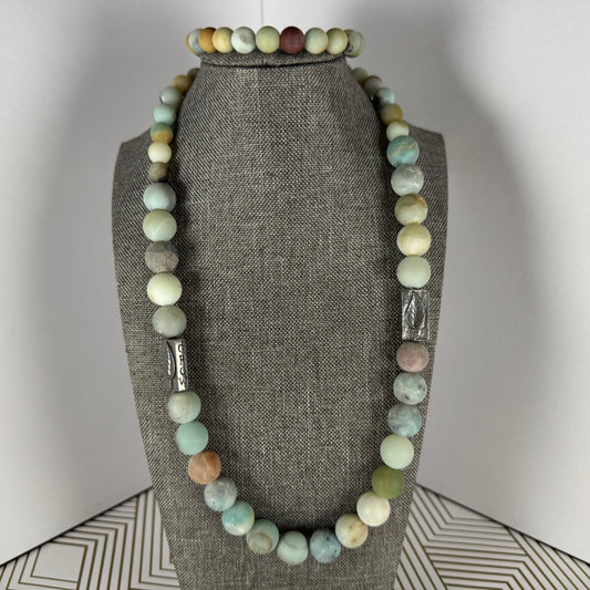 Matte Agate Beads: Necklace and Bracelet