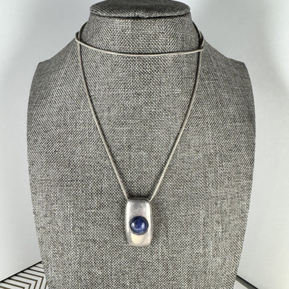 Sterling Silver Pendant and Chain with Lapis Stone