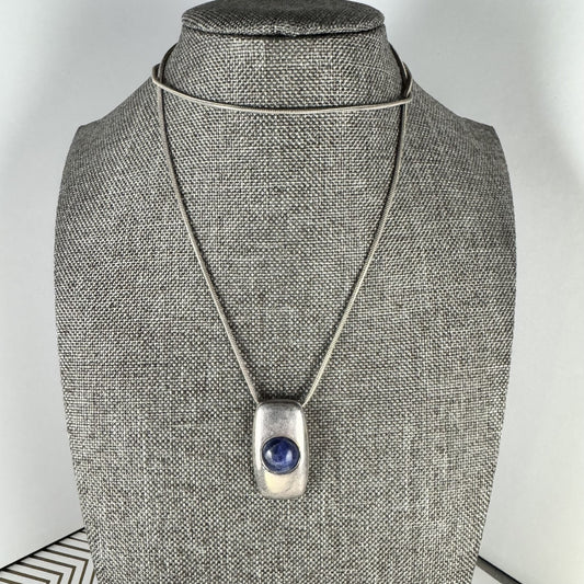 Sterling Silver Pendant and Chain with Lapis Stone