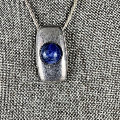 Sterling Silver Pendant and Chain with Lapis Stone