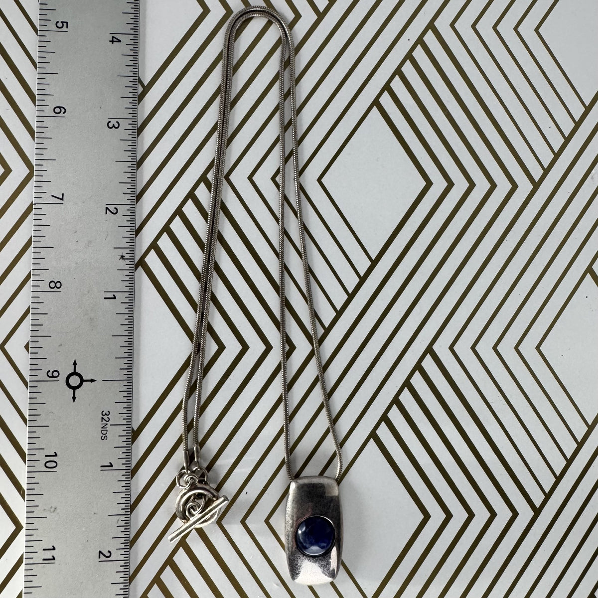 Sterling Silver Pendant and Chain with Lapis Stone