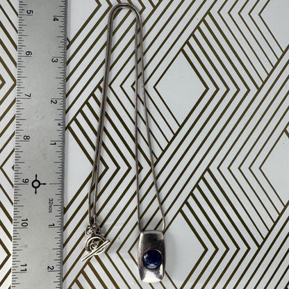 Sterling Silver Pendant and Chain with Lapis Stone
