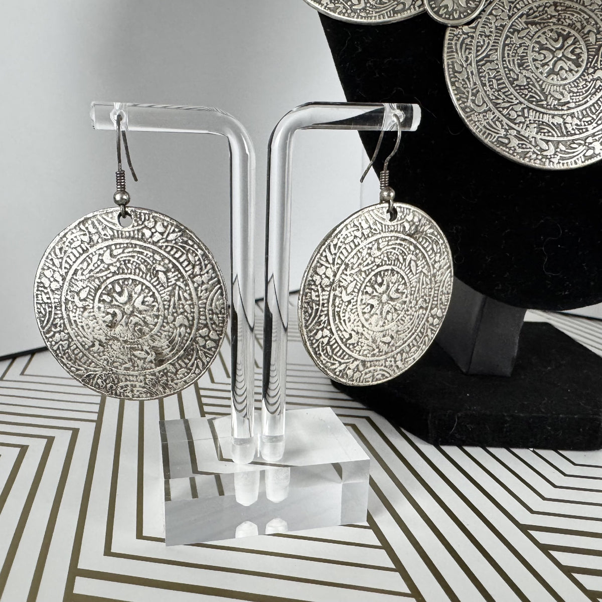 Vintage Coin Medallion Necklace and Earring Set