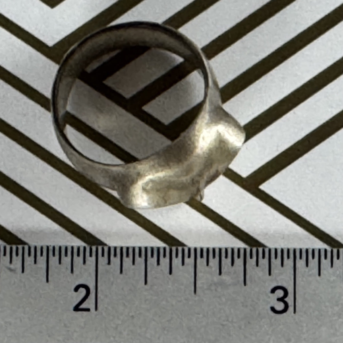 Owl-Faced Sterling Silver Ring. Size 8.