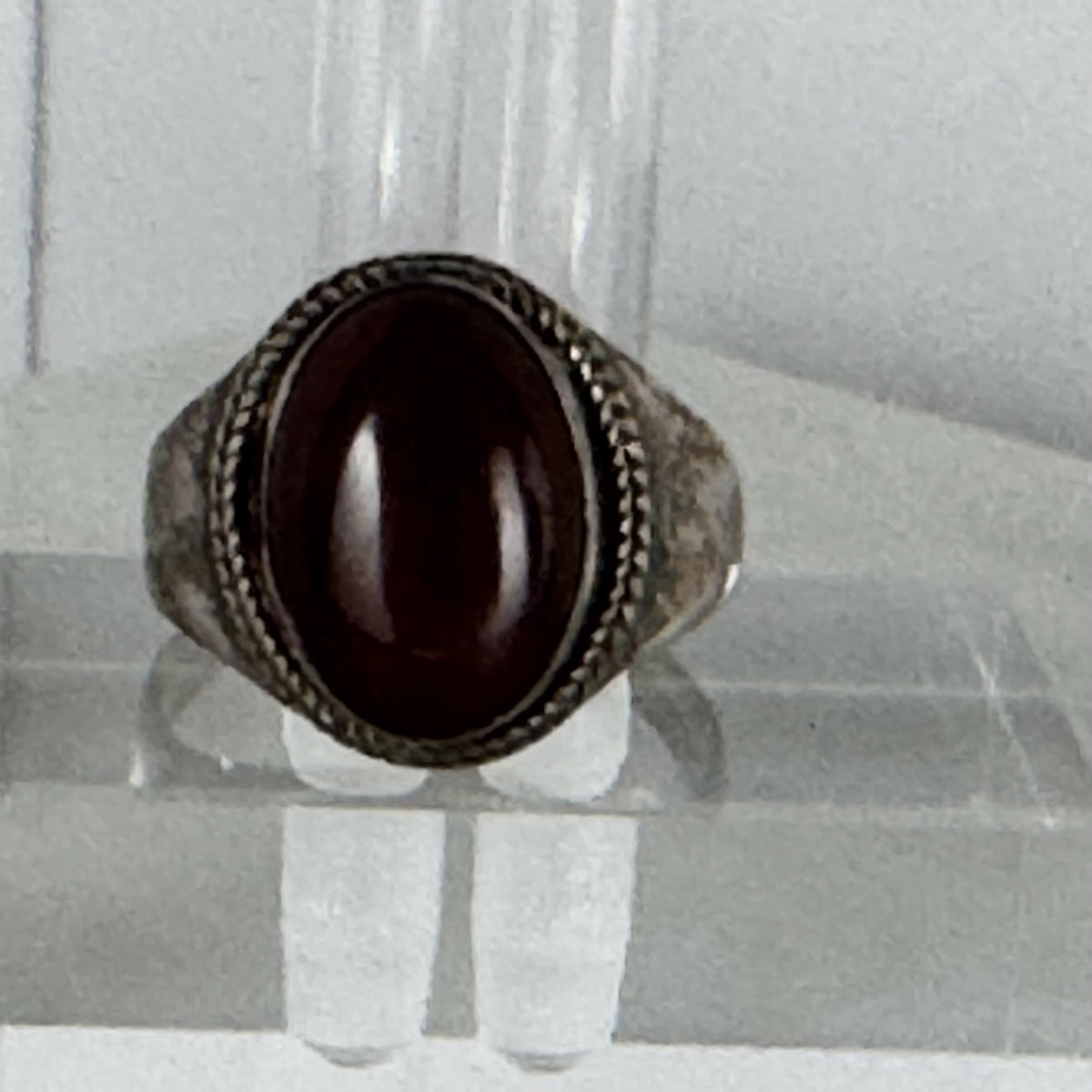 Carnelian Cabochon Sterling Silver Ring and Earrings Set. Size 7.