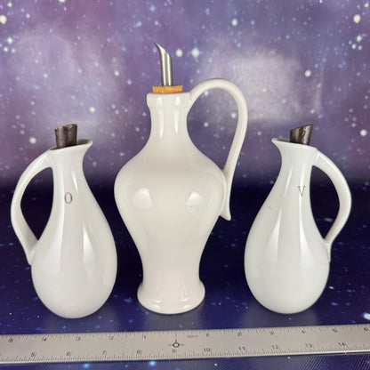 Olive Oil and Vinegar Amphora White Ceramic Vessels