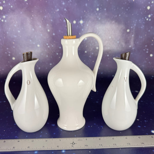 Olive Oil and Vinegar Amphora White Ceramic Vessels